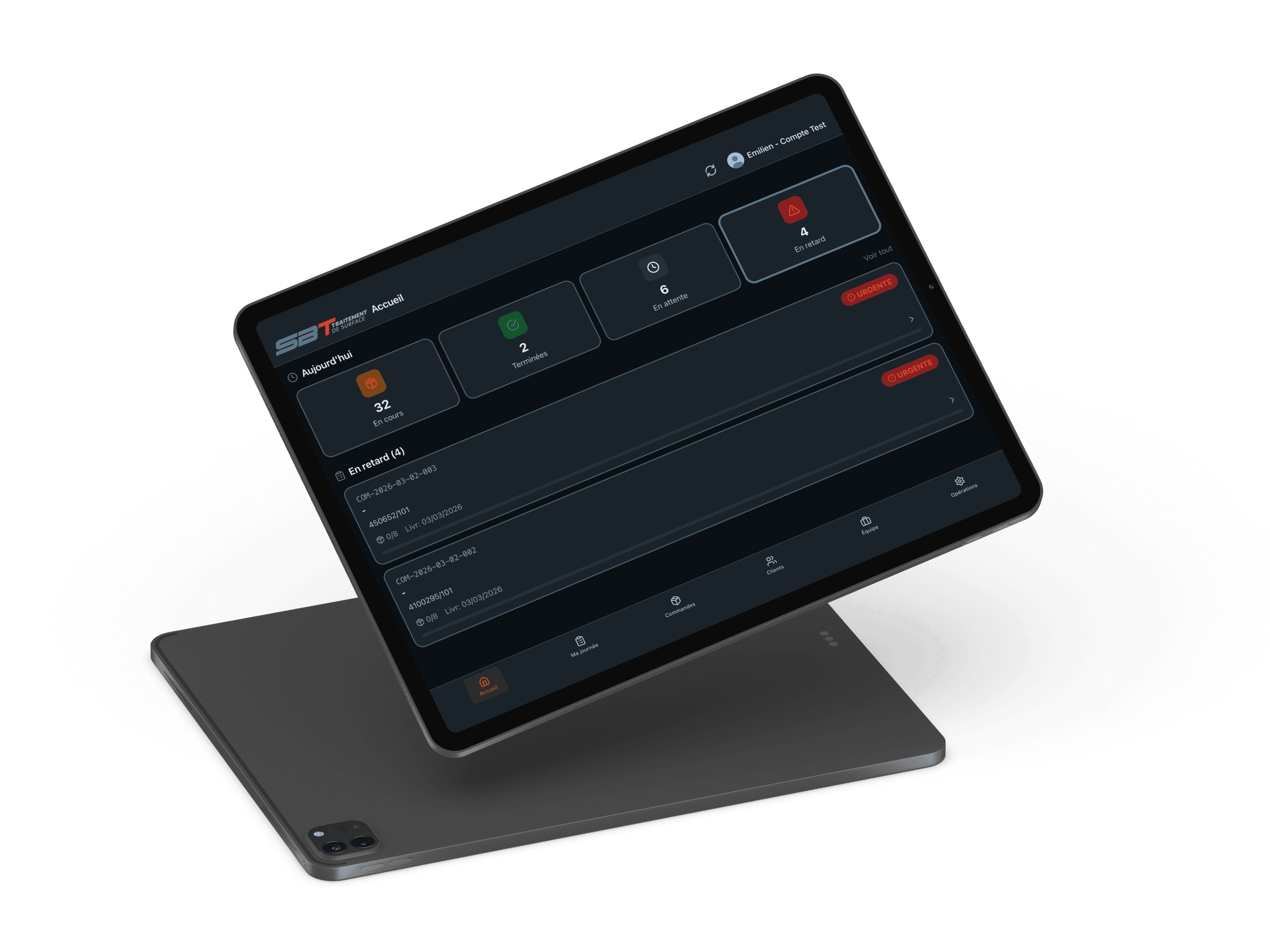 Application SBT sur iPad — suivi de production